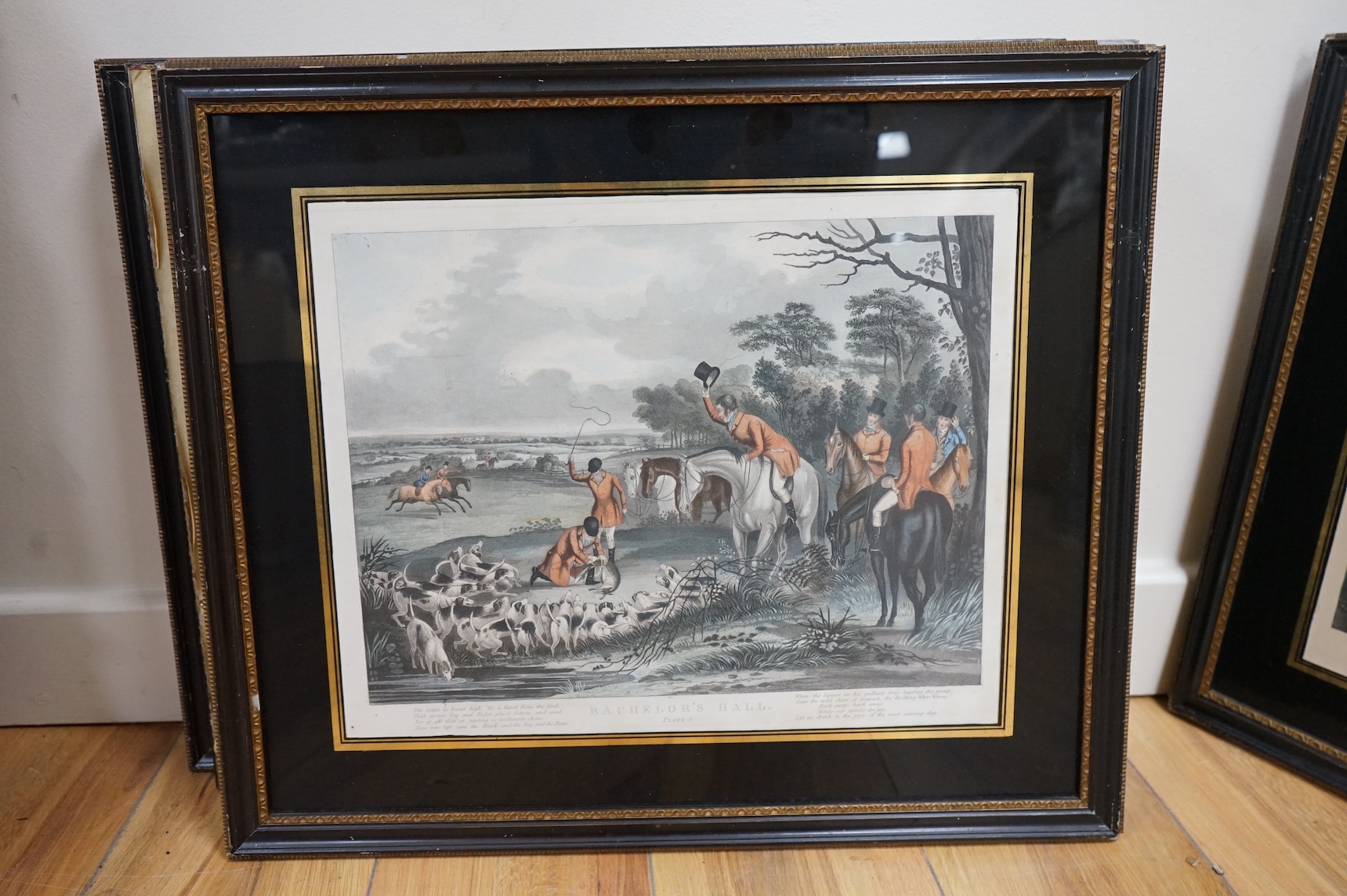 19th century, set of six Bachelor's Hall hunting prints (plates 1-6), 30 x 38cm